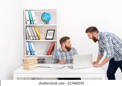 Angry Irritated Boss Yelling At His Employee Clone At The Office