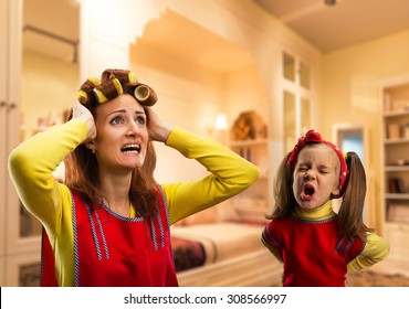Angry little girl crying