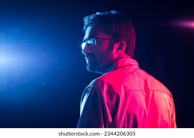 Angry man looking at side