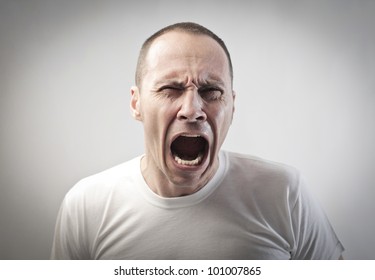 Angry man screaming