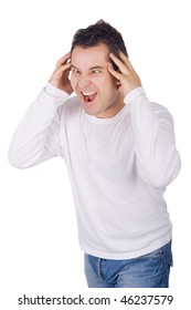 Angry Man Screaming Isolated Over White Stock Photo 46237579 