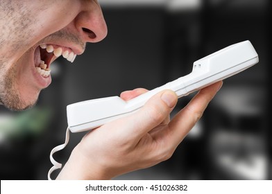 Angry Man Is Yelling In Phone.