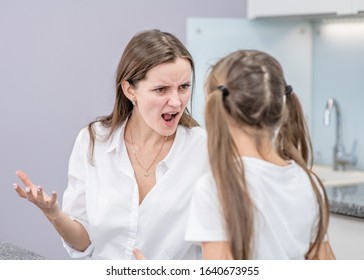 Angry Mom Scolds Her Teen Daughter At Home