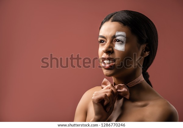 Angry Naked African American Woman White Stock Photo