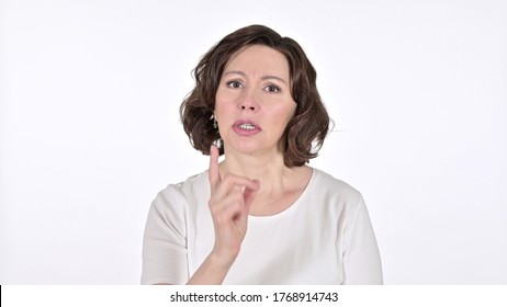 Angry Old Woman Arguing On White Background