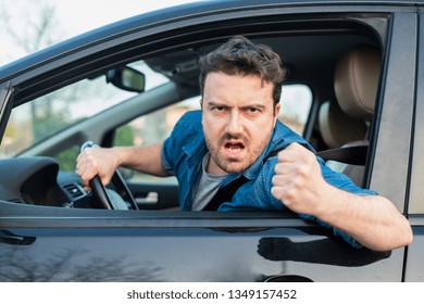 Angry And Rude Man Driving Road Rage