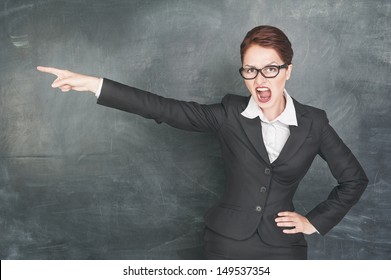 Angry Screaming Teacher Pointing Out