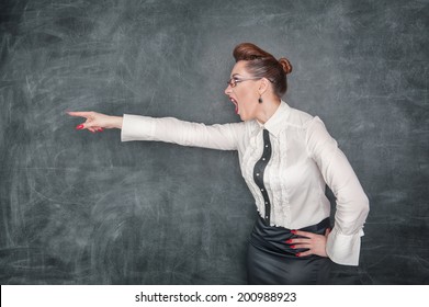 Angry Screaming Teacher Pointing Out