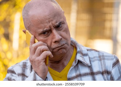 angry senior man shouting angrily on smartphone, stress and uncontrolled emotions in tense moment, angry expression, emotional struggle, stress management - Powered by Shutterstock