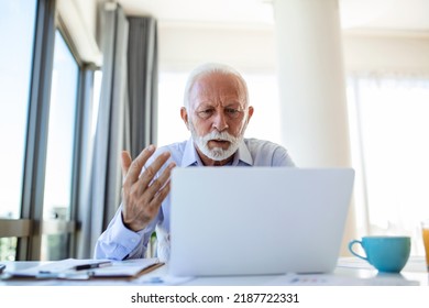 Angry Stressed Business Man Using Laptop Mad About Broken Computer Online Problem Annoyed With Slow Stuck Laptop Error, Crazy About System Virus Or Data Loss, Outraged With Website Mistake