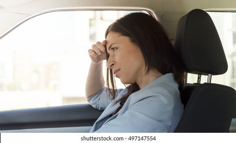 Angry And Tense Woman Stuck In The Traffic