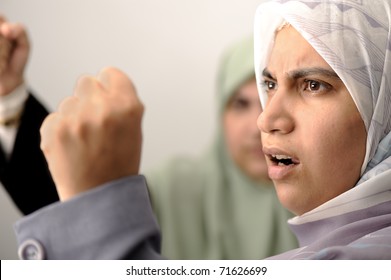 Angry Two Woman Muslim