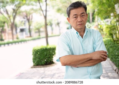 Angry And Upset Asian Old Senior Man