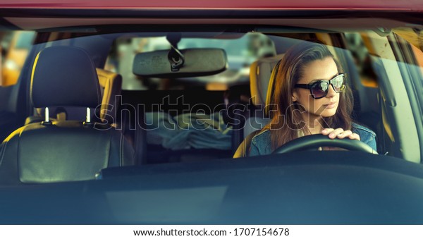 Angry woman in the\
car