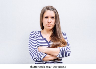 Angry Woman Crossed His Arms Stock Photo 308418353 