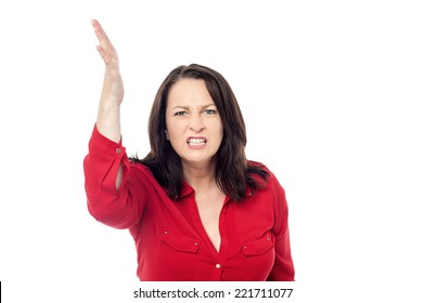 Angry Woman Raise Hand About To Slap