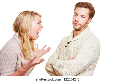 Angry Woman Screaming At Man In A Discussion