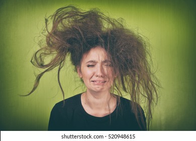 A Girl With Green Hair And Angry Stock Photos Images