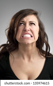 An Angry Young Caucasian Woman Portrait.