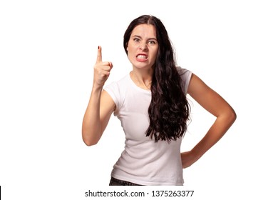 Angry Young Girl Threatening With A Finger