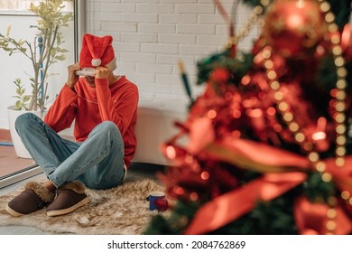 Angry Young Man At Home At Christmas