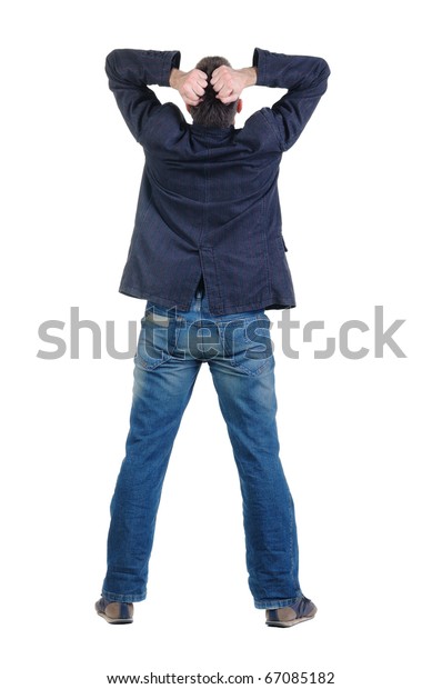 Angry Young Man Rear View Isolated Stock Photo (Edit Now) 67085182