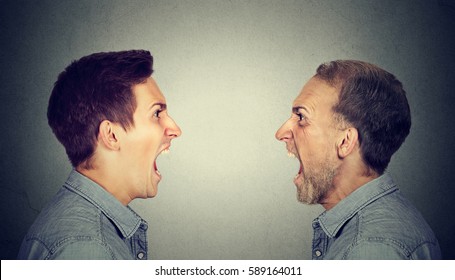 Angry Young Man Screaming At Old Himself 