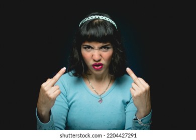 Angry Young Woman Cursing Insults