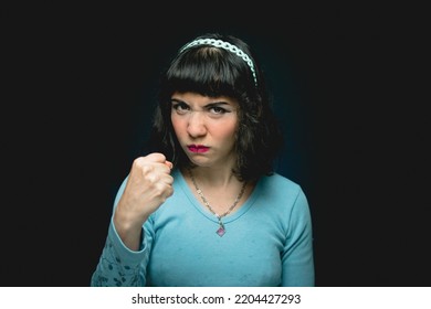 Angry Young Woman Cursing Insults