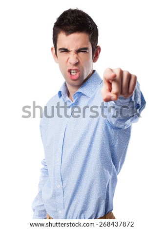 angry young-man pointing to front