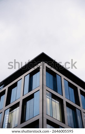 Angular Corner of Modern Office Building.