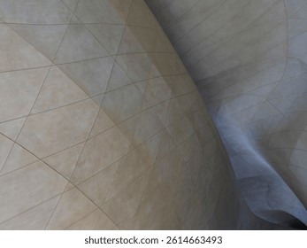 Angular White Stone Wall with Dramatic Shadows in Modern Architectural Interior Space