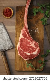 Ангус Говядина Томахок Стейк Сырое Мясо