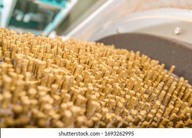Animal feed being produced in the factory.