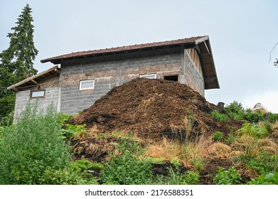 Animal Manure In Front Of The Barn In The Village.