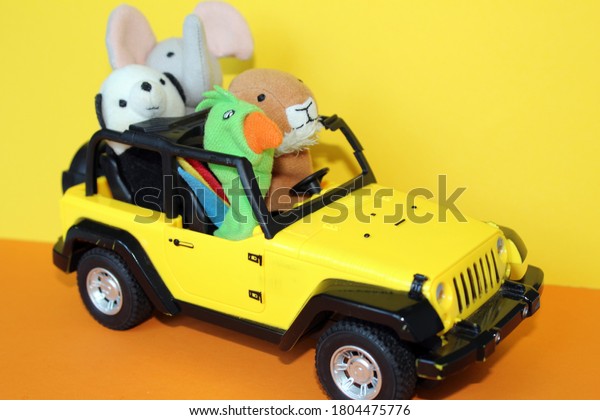 Animal safari in car\
toy.