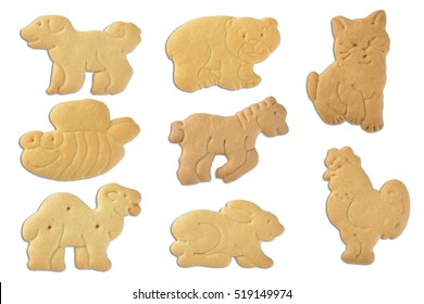 animal shaped cracker (biscuit) isolated on white background with clipping path