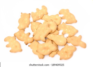 Animal Shaped Crackers Isolated On White Background 