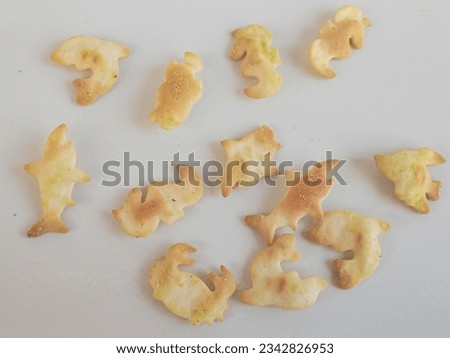 animal shaped crackers isolated on white background