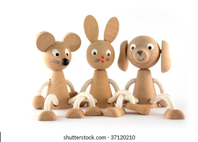 Animals Toy From Wood Isolated