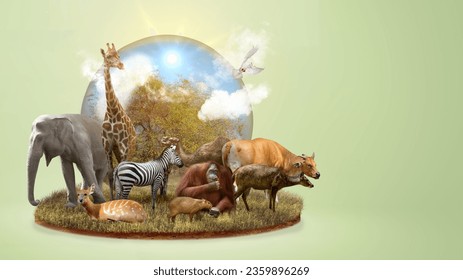 Animals in the wildlife. World Animal Day concept - Shutterstock ID 2359896269