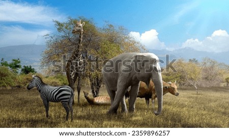 Animals in the wildlife. World Animal Day concept