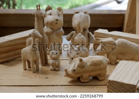 Animals wooden figurines handmade, Animal wooden carved, wood carving craft.