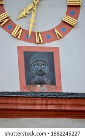 Animated Face Under The Clock On The Tower In Koblenz Germany