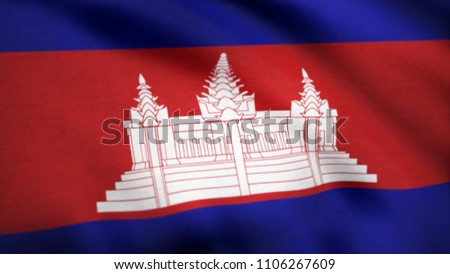 Animated flag of Cambodia - seamless loop. Cambodia Flag. Background Seamless Looping Animation. 4K High Definition Video. Flag of Cambodia. Background Seamless Looping Animation.