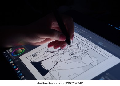 Animator Designer Drawing Sketching Development Creating Graphic Pose Characters, Animation Design Studio. Caserta, Italy, September 15th 2022.