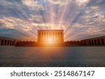 Anitkabir, Mausoleum of Ataturk with dramatic sunset sky - Ankara Turkey