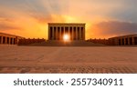 Anitkabir, Mausoleum of Ataturk with dramatic sunset sky - Ankara Turkey