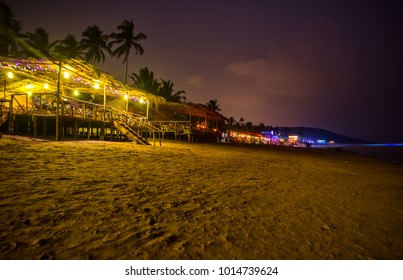 Anjuna Beach In Goa India - Beach Club At Night