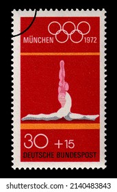 Ankara, Türkiye 03.29.2022: Postage Stamps Printed In Germany, Munich Olympics Series. Circa 1972